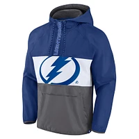 Veste à capuche demi-zip Fanatics Tampa Bay Lightning Flagrant Foul Anorak Raglan pour hommes, bleue