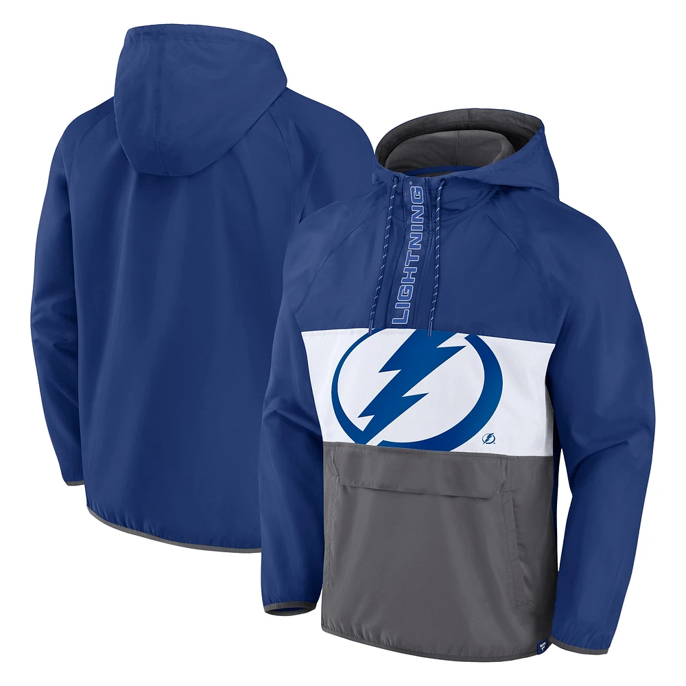 Men's Fanatics Blue Tampa Bay Lightning Flagrant Foul Anorak Raglan Half-Zip Hoodie Jacket