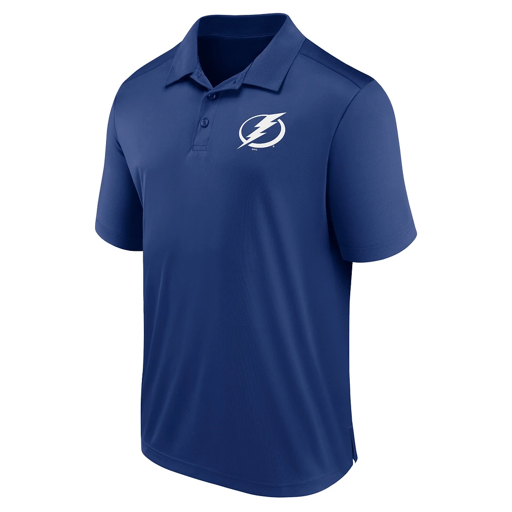 Polo bleu Fanatics Tampa Bay Lightning pour hommes, bloc latéral gauche