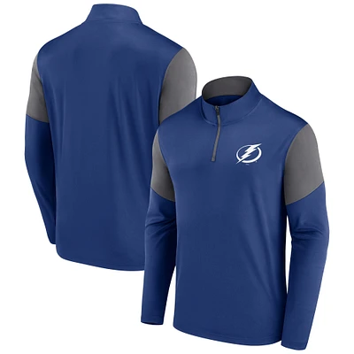 Haut zippé quart de tour avec logo Tampa Bay Lightning bleu Fanatics pour hommes