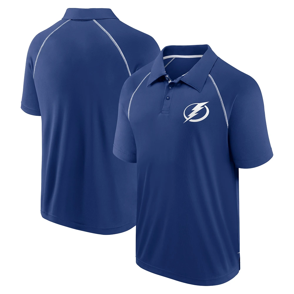 Polo bleu fanatiques pour hommes Tampa Bay Lightning Raglan Strong Alone