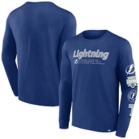 T-shirt bleu à manches longues Fanatics Tampa Bay Lightning Strike the Goal pour hommes