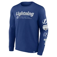 T-shirt bleu à manches longues Fanatics Tampa Bay Lightning Strike the Goal pour hommes