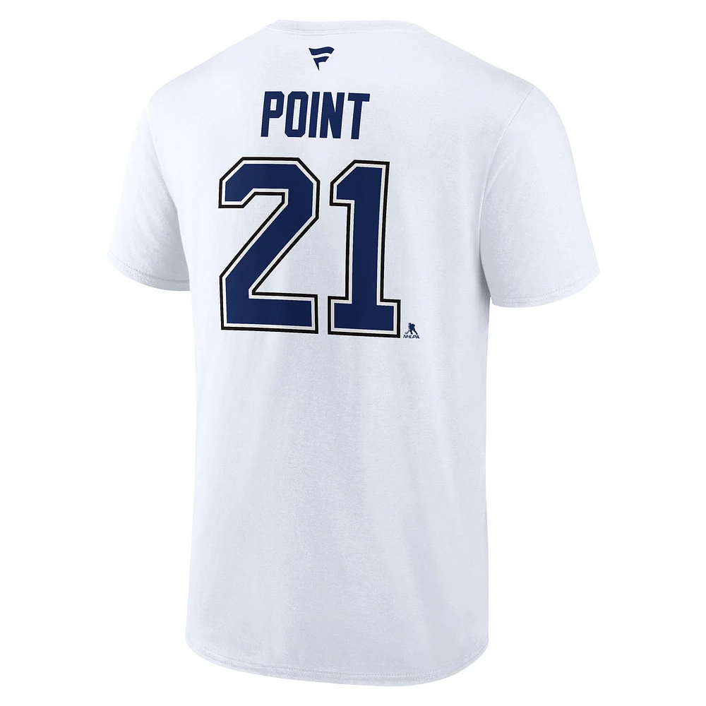 Men's Fanatics Brayden Point White Tampa Bay Lightning Authentic Stack Name & Number T-Shirt