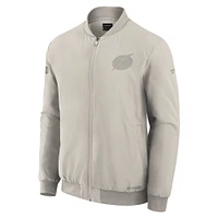 Men's Fanatics Cream Tampa Bay Lightning Authentic Pro Road Full-Zip Bomber Jacket