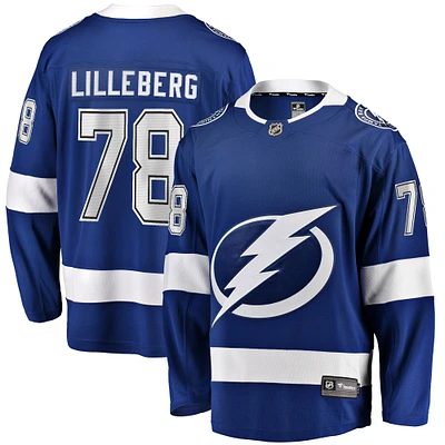 Fanatics pour hommes Emil Lilleberg bleu Tampa Bay Lightning Home Premier Breakaway Player - Maillot