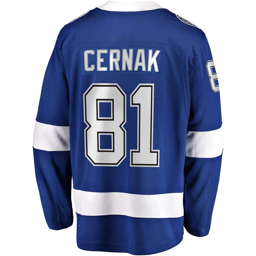 Fanatics pour hommes Erik Cernak Tampa Bay Lightning Bleu Maillot de joueur échappé à domicile