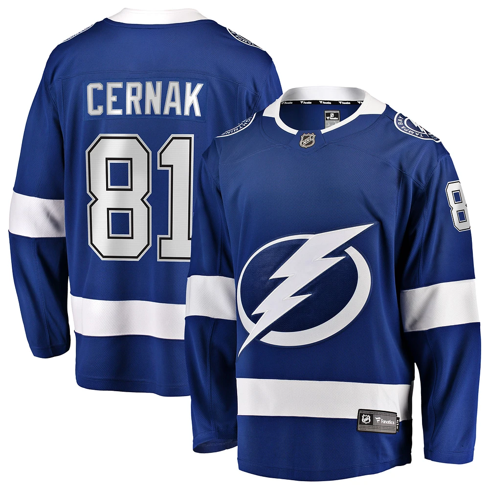 Fanatics pour hommes Erik Cernak Tampa Bay Lightning Bleu Maillot de joueur échappé à domicile