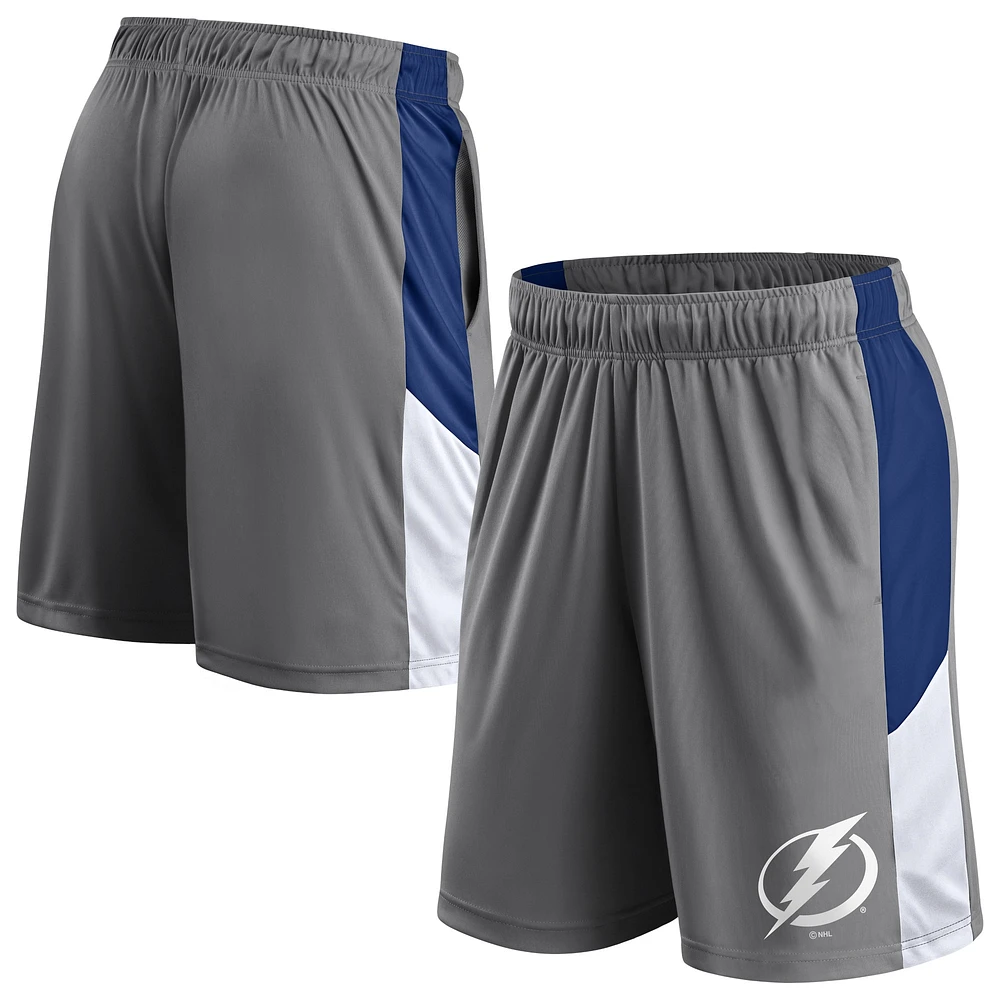 Short gris avec logo principal du Lightning de Tampa Bay Fanatics pour homme