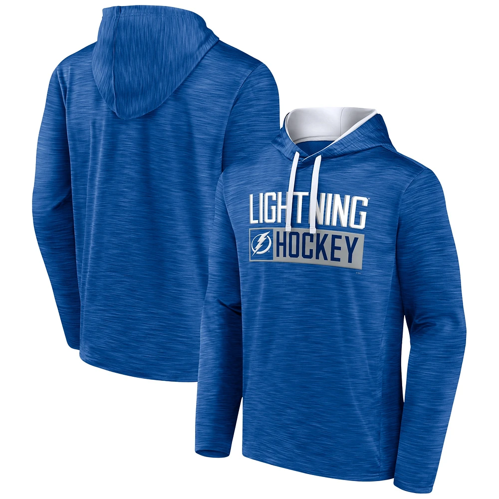 Chandail à capuchon rasage de près du Lightning Tampa Bay Fanatics bleu chiné pour hommes