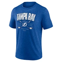 T-shirt bleu chiné Fanatics pour homme avec logo croisé des Lightning de Tampa Bay
