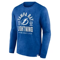 T-shirt à manches longues Fanatics Heather Blue Tampa Bay Lightning Keep The Zone pour hommes