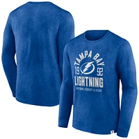 T-shirt à manches longues Fanatics Heather Blue Tampa Bay Lightning Keep The Zone pour hommes