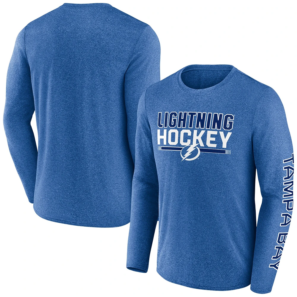 Men's Fanatics Heather Blue Tampa Bay Lightning Sweep Iconic Synthetic Long Sleeve T-Shirt