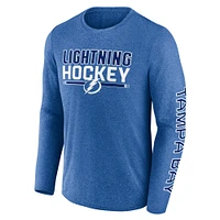 Men's Fanatics Heather Blue Tampa Bay Lightning Sweep Iconic Synthetic Long Sleeve T-Shirt