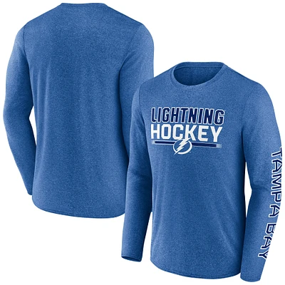 Men's Fanatics Heather Blue Tampa Bay Lightning Sweep Iconic Synthetic Long Sleeve T-Shirt