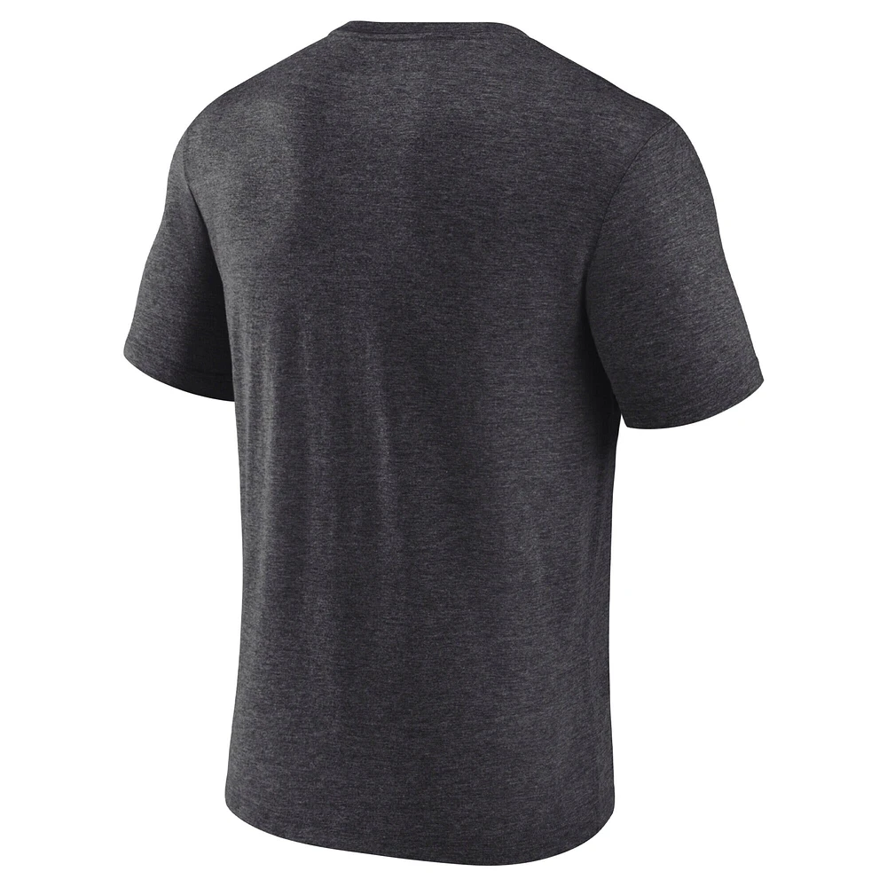 T-shirt tri-blend à barre transversale pour homme Fanatics Heather Charcoal Tampa Bay Lightning des séries éliminatoires de la Coupe Stanley 2025