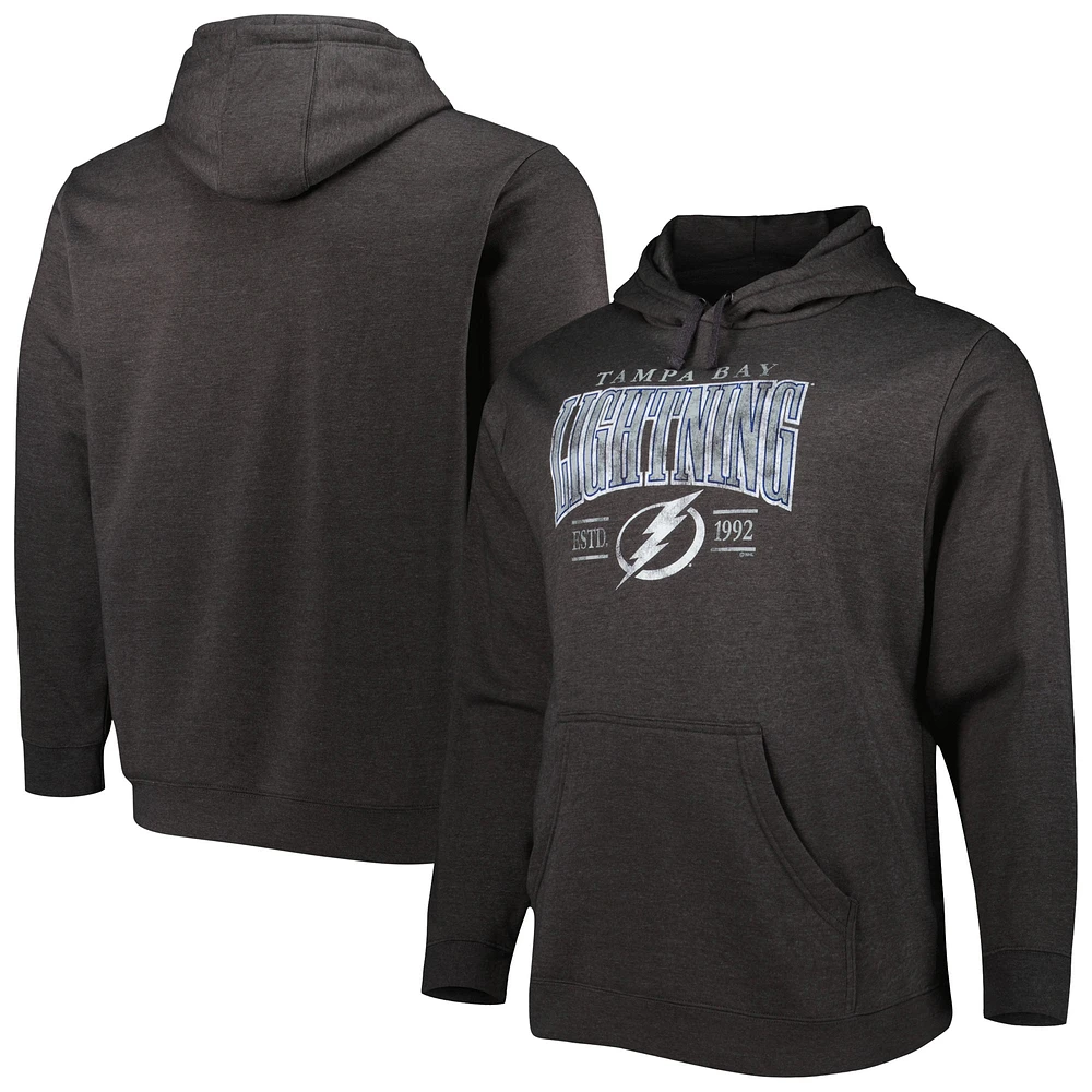 Men's Fanatics Heather Charcoal Tampa Bay Lightning Big & Tall Dynasty Pullover Hoodie