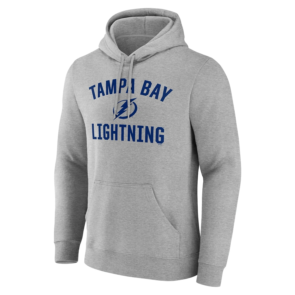 Sweat à capuche Fanatics Heather Grey Tampa Bay Lightning Victory Arch pour homme