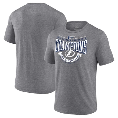 T-shirt tri-mélange Fanatics Heathered Grey pour hommes du Lightning de Tampa Bay 2022, champions la Conférence Est Go Ahead Goal