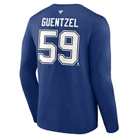 Men's Fanatics Jake Guentzel Blue Tampa Bay Lightning Authentic Stack Name & Number Long Sleeve T-Shirt