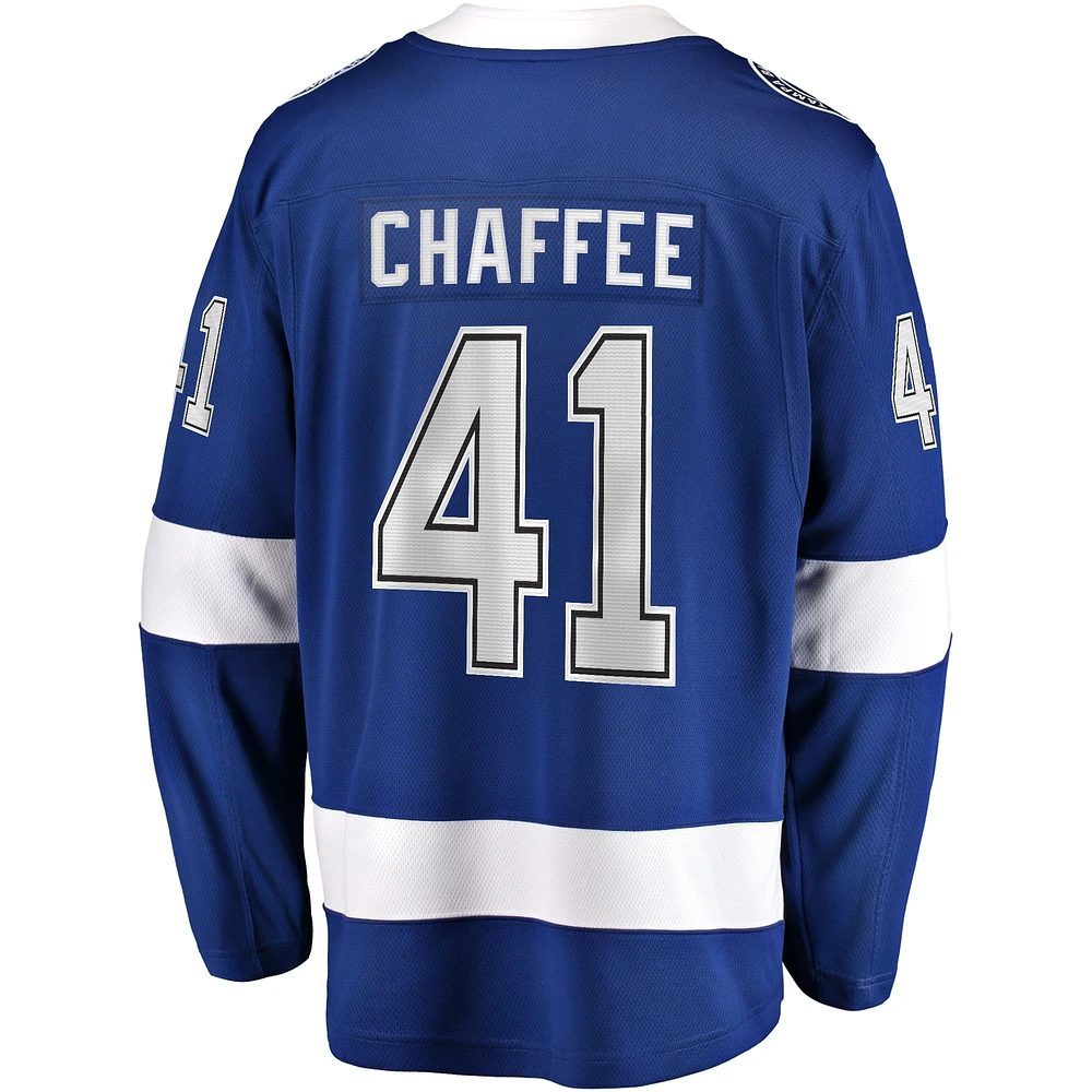 Fanatics pour hommes Mitchell Chaffee bleu Tampa Bay Lightning Home Premier Breakaway Player - Maillot