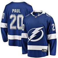 Maillot de joueur échappé à domicile du Lightning Tampa Bay Fanatics Nicholas Paul bleu pour hommes