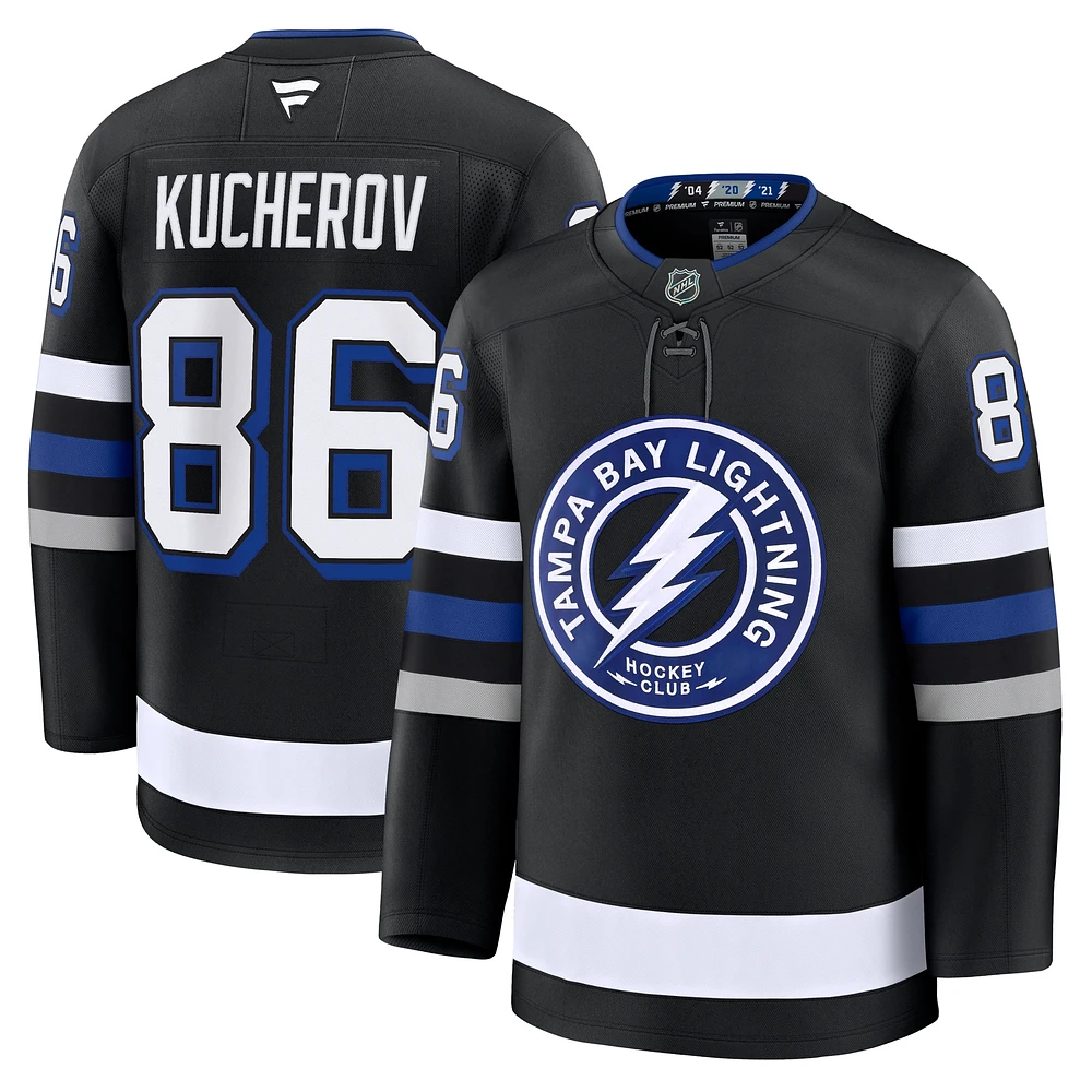 Maillot de remplacement premium noir Tampa Bay Lightning Nikita Kucherov pour hommes Fanatics