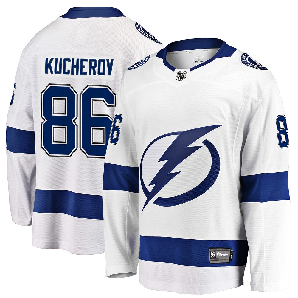 Maillot de joueur échappé Premier Breakaway du Lightning Tampa Bay Fanatics Nikita Kucherov pour hommes, blanc