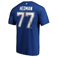 T-shirt authentique avec nom et numéro de pile Tampa Bay Lightning Fanatics Victor Hedman pour hommes, bleu