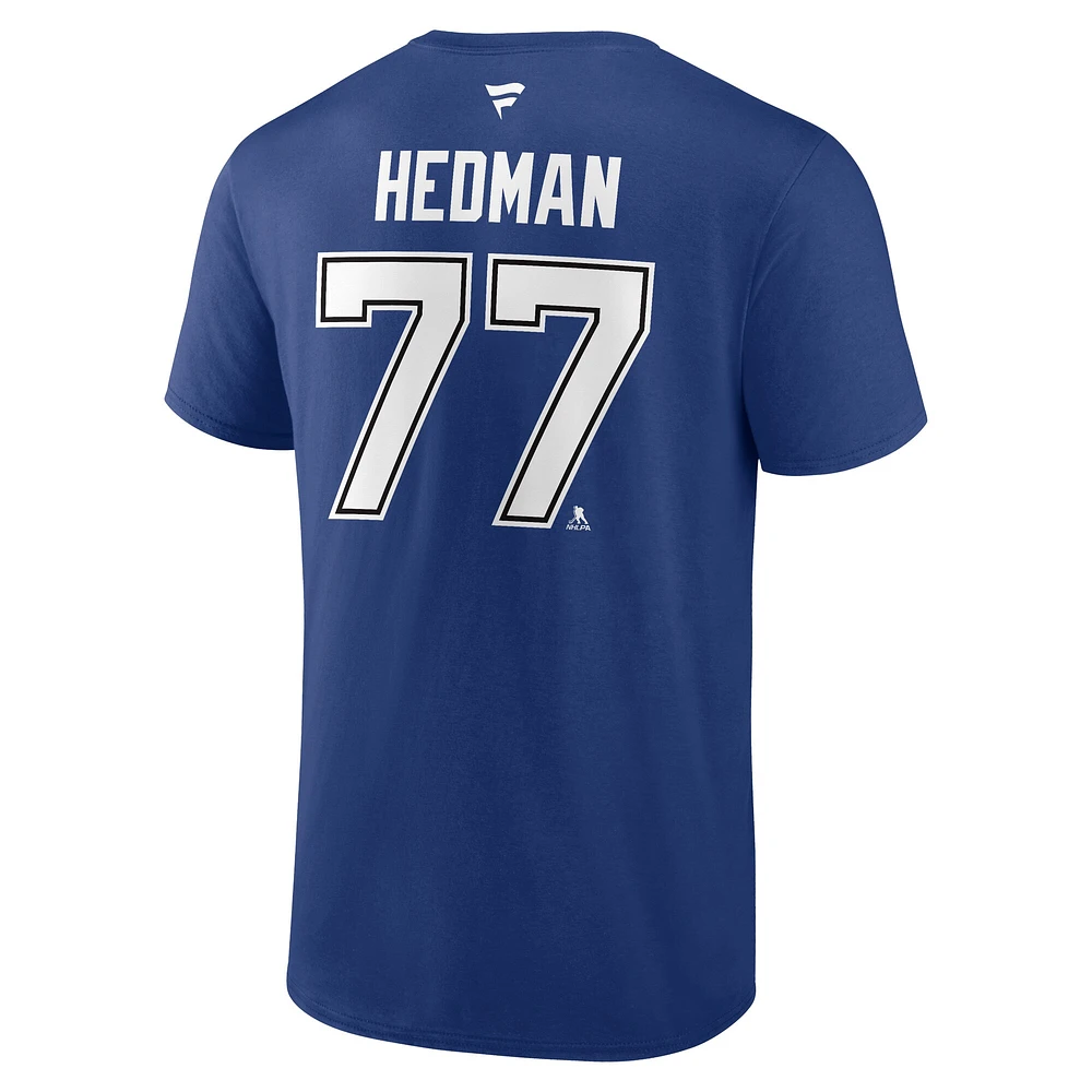Men's Fanatics Victor Hedman Blue Tampa Bay Lightning Authentic Stack Name & Number T-Shirt