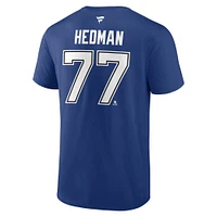 Men's Fanatics Victor Hedman Blue Tampa Bay Lightning Authentic Stack Name & Number T-Shirt