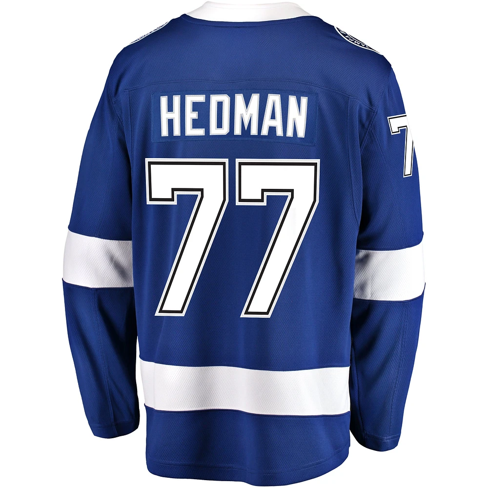 Maillot de joueur échappé à domicile Fanatics Victor Hedman du Lightning Tampa Bay, bleu, pour hommes