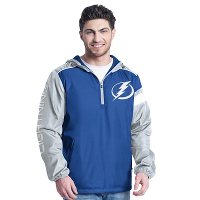 Veste à capuche demi-zip latéral G-III Sports by Carl Banks bleu/gris pour homme du Lightning de Tampa Bay