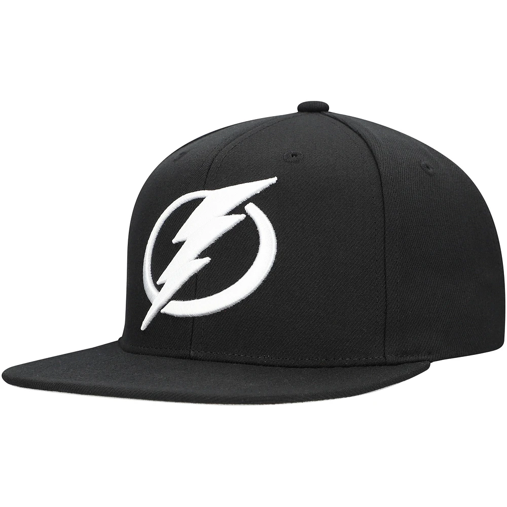 Casquette Snapback noire pour homme de l'équipe Tampa Bay Lightning de Mitchell & Ness