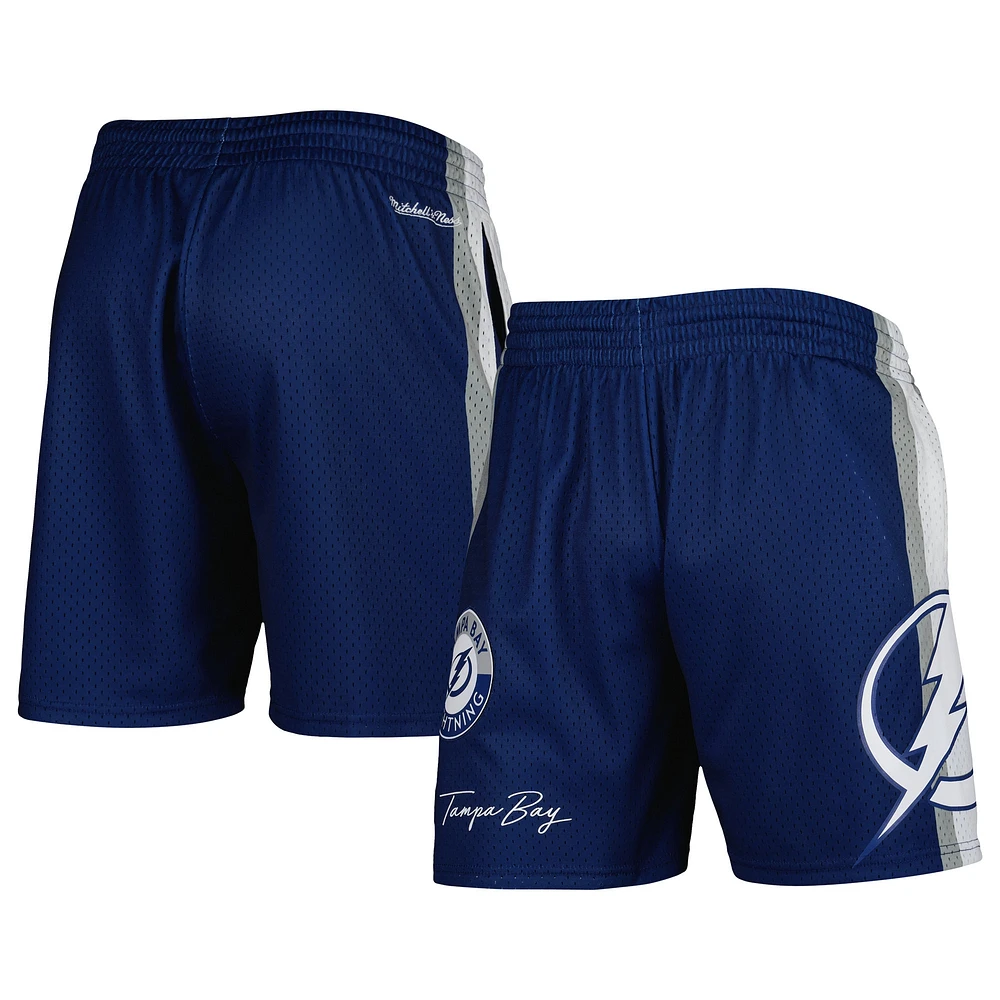 Short en maille bleu Mitchell & Ness Tampa Bay Lightning City Collection pour hommes