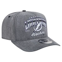 Men's New Era  Charcoal Tampa Bay Lightning Throwback Washed A-Frame Pre-Curved 9FIFTY Snapback Hat