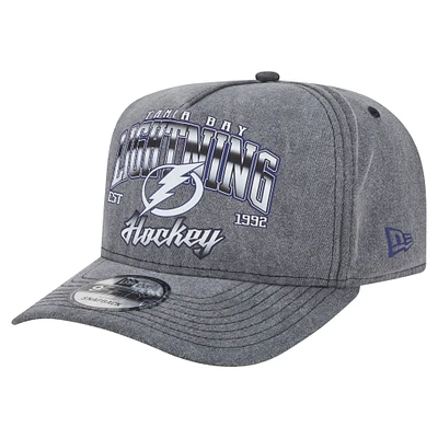 Men's New Era  Charcoal Tampa Bay Lightning Throwback Washed A-Frame Pre-Curved 9FIFTY Snapback Hat