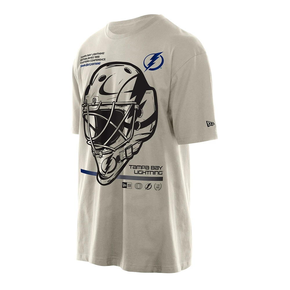 Men's New Era Tan Tampa Bay Lightning Goalie Mask T-Shirt