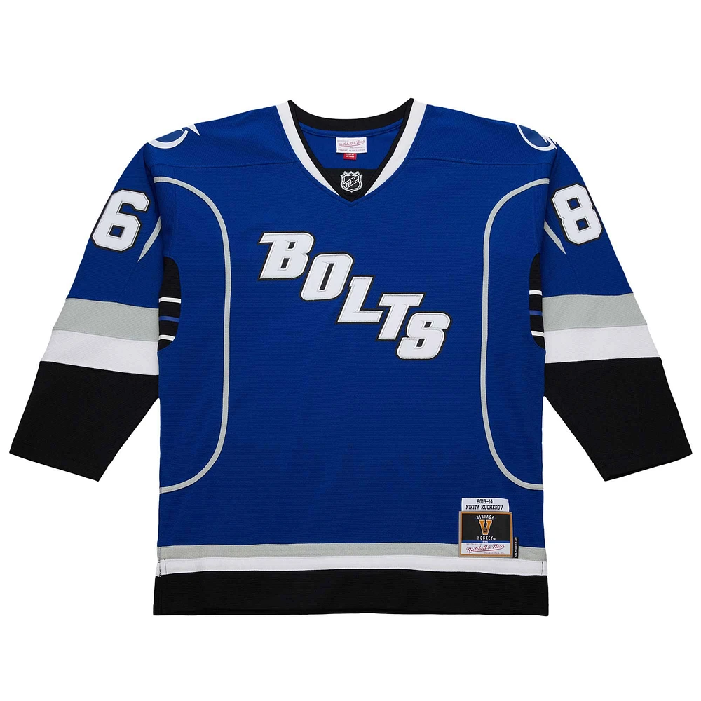 Maillot bleu de jeu puissance 2013-14 Nikita Kucherov pour homme du Lightning Tampa Bay