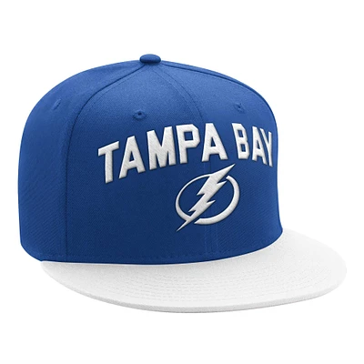 Casquette Snapback bicolore avec logo Tampa Bay Lightning Arch pour hommes, bleu/blanc