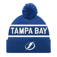 Bonnet tricoté à revers bleu Starter Tampa Bay Lightning pour homme avec pompon