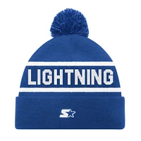 Bonnet tricoté à revers bleu Starter Tampa Bay Lightning pour homme avec pompon