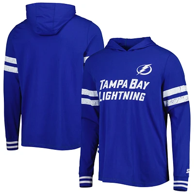 Men's Starter Blue Tampa Bay Lightning Offense Long Sleeve Hoodie T-Shirt