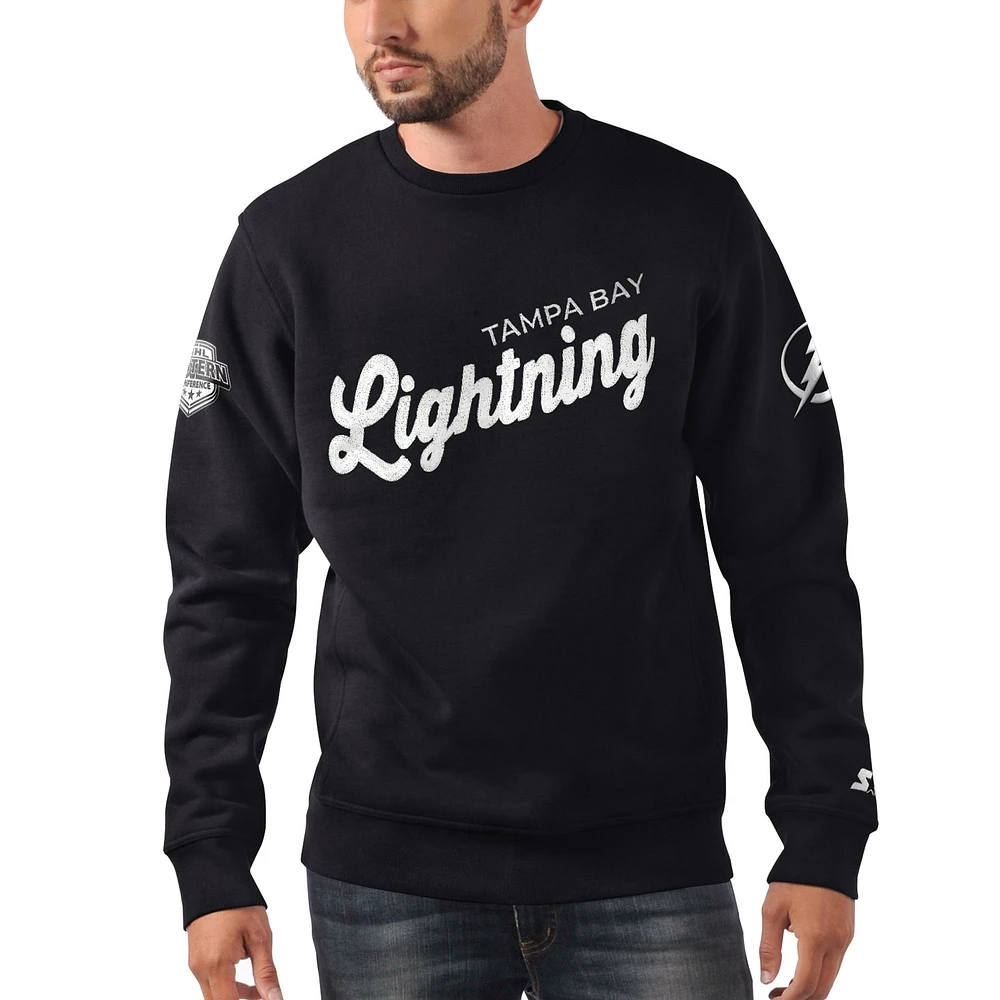 Men's Starter x NHL Black Ice Tampa Bay Lightning Cross Check Pullover Sweatshirt