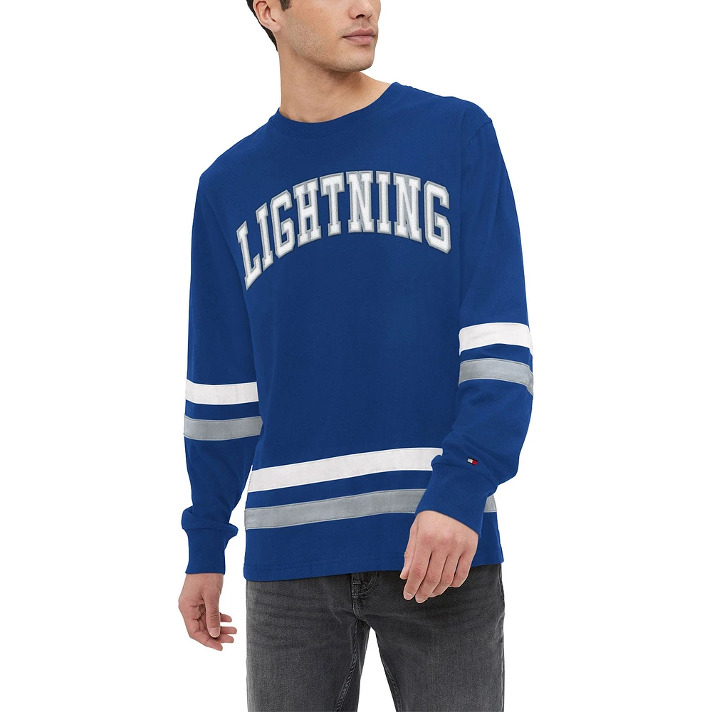 T-shirt bleu à manches longues Tommy Hilfiger Tampa Bay Lightning Nolan pour hommes