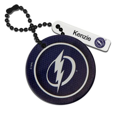 Navy Tampa Bay Lightning Personalized Leather Round Bag Tag