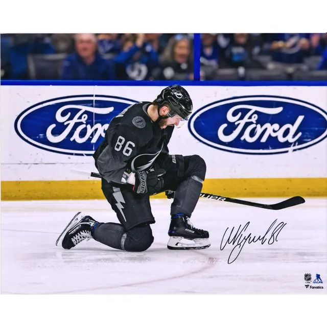 Lids Fanatics Authentic Nikita Kucherov Tampa Bay Lightning Autographed 16  x 20 White Jersey Shooting Photograph