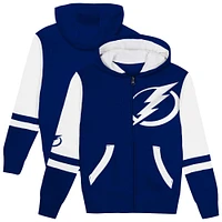 Sweat à capuche entièrement zippé bleu Tampa Bay Lightning Face Off pour enfants d'âge préscolaire