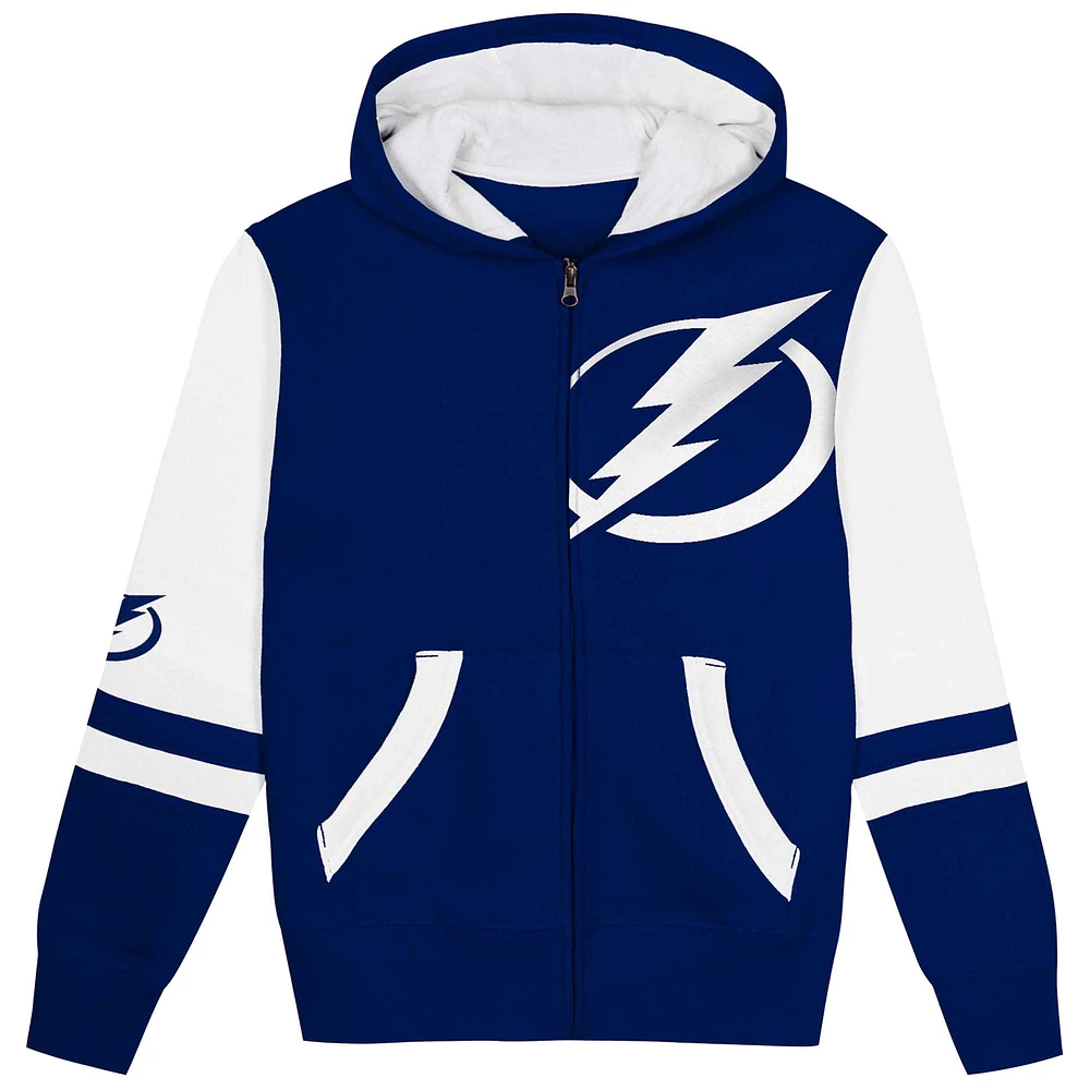 Sweat à capuche entièrement zippé bleu Tampa Bay Lightning Face Off pour enfants d'âge préscolaire